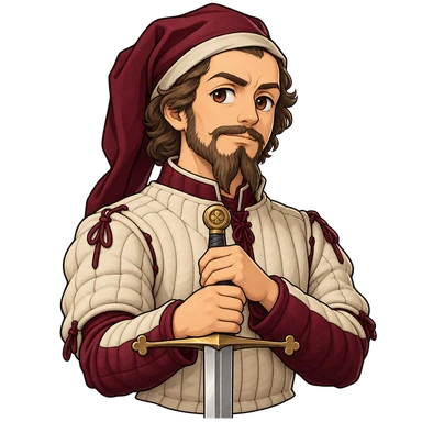 Original cartoon tribute to Fiore dei Liberi
